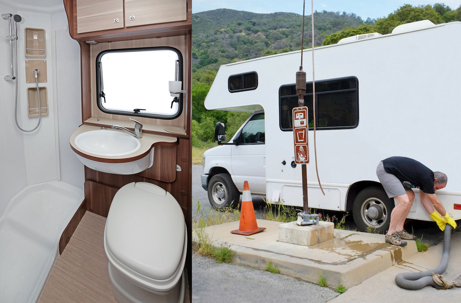 Portable RV/camper toilet and holding tank setup in Montrose, Colorado