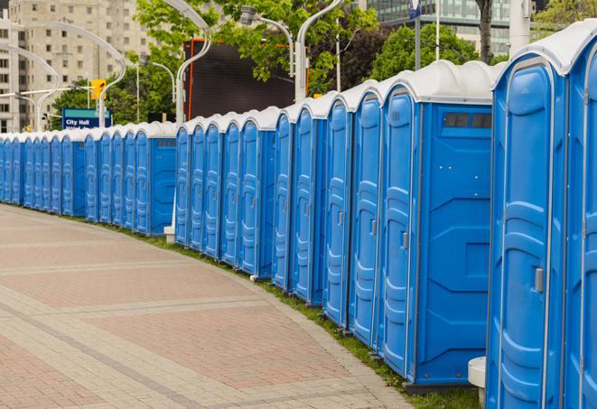 Seasonal porta potty units set up at a Montrose, Colorado venue