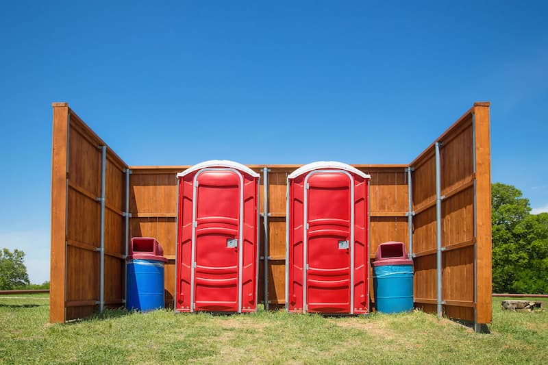 Short-term porta potty units staged for delivery in Montrose, Colorado